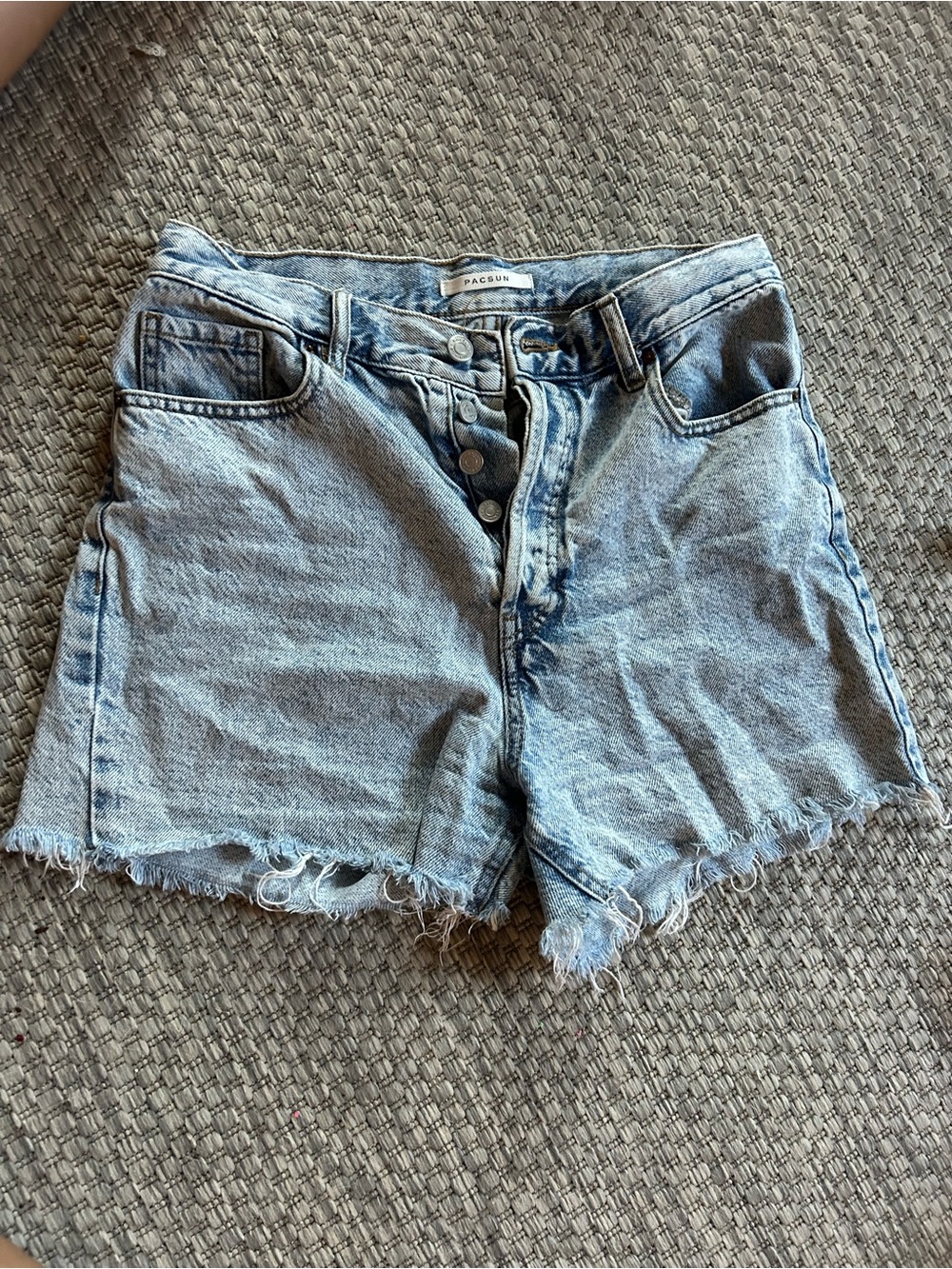 PacSun Light Wash Button-Fly High-Rise Denim Shorts - Light Blue
